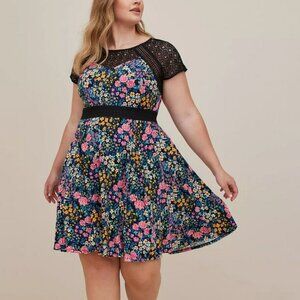 Torrid Mini Super Soft Lace Inset Skater Dress 1X/14-16
